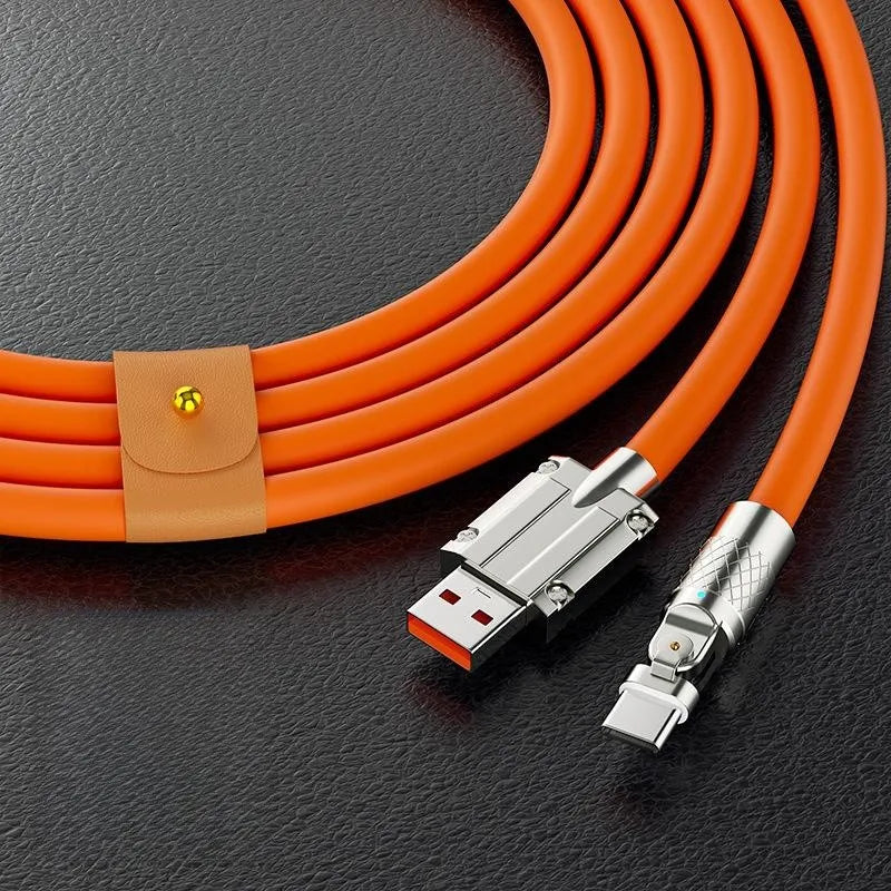 180° Rotating USB to Type C Cable - 120W Super Fast Charging & High-Speed Data Transfer for iPhone & Samsung