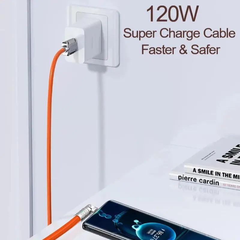 180° Rotating USB to Type C Cable - 120W Super Fast Charging & High-Speed Data Transfer for iPhone & Samsung