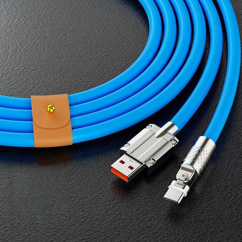 180° Rotating USB to Type C Cable - 120W Super Fast Charging & High-Speed Data Transfer for iPhone & Samsung