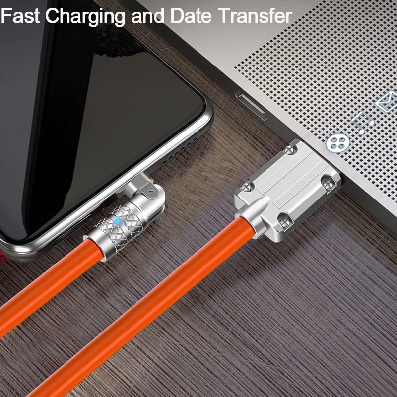 180° Rotating USB to Type C Cable - 120W Super Fast Charging & High-Speed Data Transfer for iPhone & Samsung