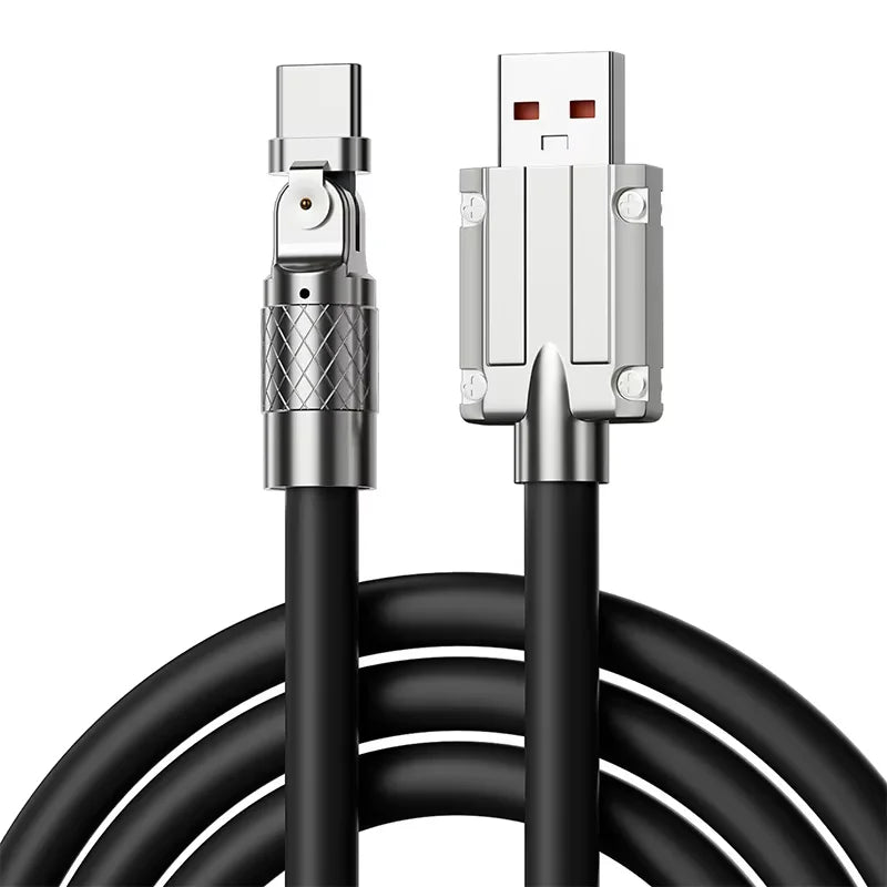 180° Rotating USB to Type C Cable - 120W Super Fast Charging & High-Speed Data Transfer for iPhone & Samsung