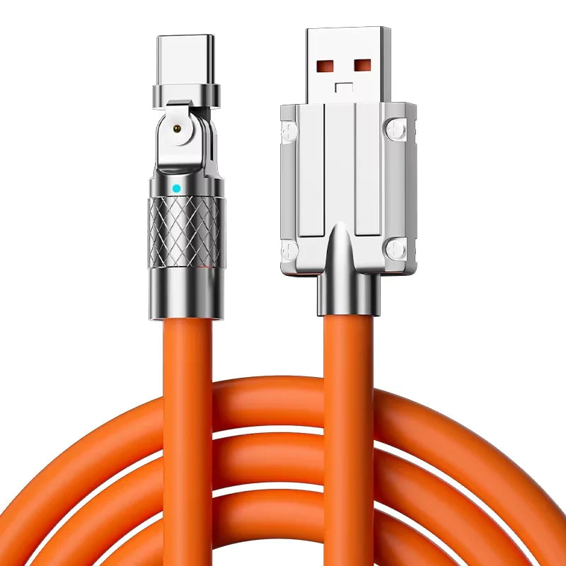 180° Rotating USB to Type C Cable - 120W Super Fast Charging & High-Speed Data Transfer for iPhone & Samsung